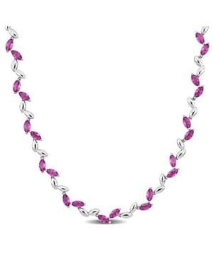 Julianna B Created Sapphire Alternate Leaf Necklace - Pink