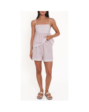 Petal & Pup Birdie Stripe Cotton Babydoll Camisole & Shorts Set - White