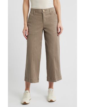 Wit & Wisdom Skyrise Crop Wide Leg Utility Pants - Natural