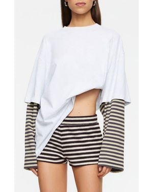 Lioness Bottega Layered Long Sleeve Cotton Tunic Top - White