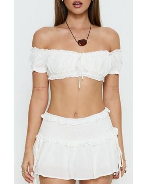 Princess Polly Corabel Off The Shoulder Crop Top - White
