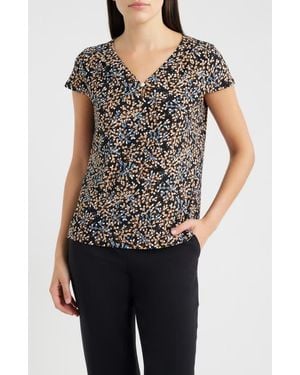 Anne Klein Print One-Button Top - Black