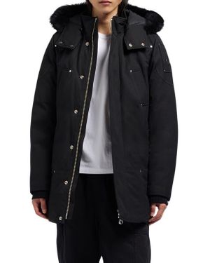 Moose Knuckles Original Stirling Down Parka With Removable Genuine Shearling Hood - Black
