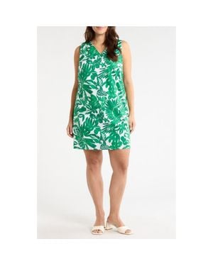 Sugarlips Masey Tropical Lerry Cotton Shift Minidress - Green