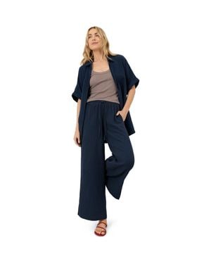 Pact Organic Cotton Coastal Double Gauze Relaxed Shirt - Blue