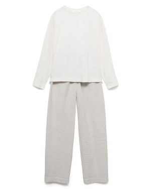 Mango Cotton Seersucker Pajamas - White