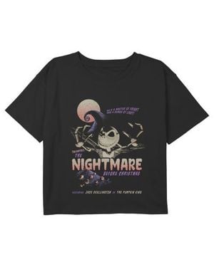 Nightmare Before Christmas Girl's Jack Master Of Fright Crop T-Shirt - Black