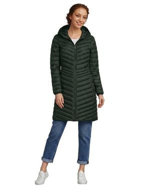 Lands' End Ultralight Packable Long Down Coat - Green