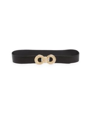 Raina Bowie Textured Bow Leather Belt - Black