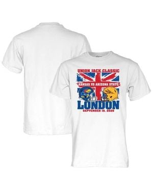 Blue 84 Kansas Jayhawks Vs. Arizona State Sun Devils 2026 Union Jack Classic Matchup T-Shirt - White
