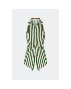 Simon Miller Loch Sleeveless Poplin Tie Back Button Up Shirt - Green