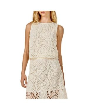 Endless Rose Texture Sleeveless Crop Top - Natural