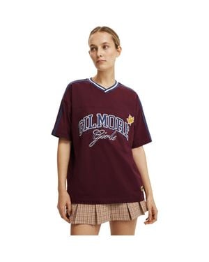 Cotton On Lcn V Neck Retro Graphic Boxy Tee - Red