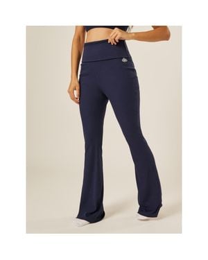 Be Athletica Essential Everyday Foldover Flared Pants - Blue