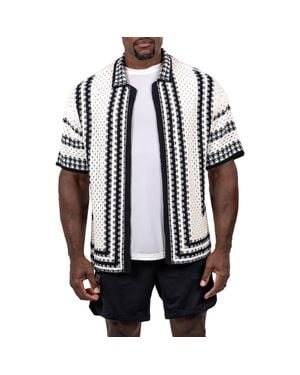 Maceoo Marthy Knit Short Sleeve Button-Up Shirt - Black