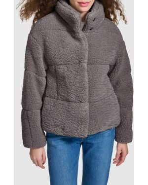 Levi's Quilted Faux Fur Short Teddy Jacket - Gray