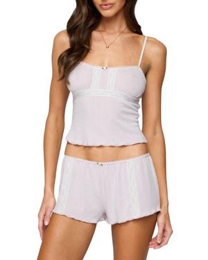 Edikted Sephi Lace Trim Pointelle Camisole - White
