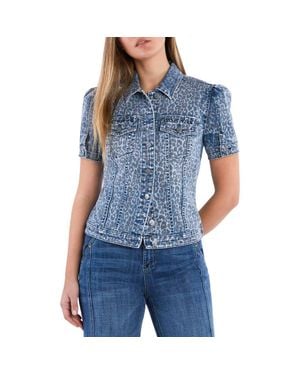 Wash Lab Denim Puff Sleeve Denim Jacket - Blue