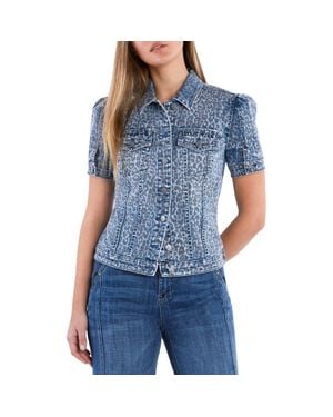 Wash Lab Denim Puff Sleeve Denim Jacket - Blue