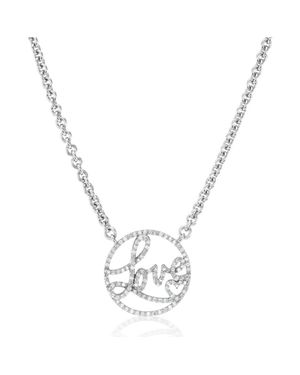 Sheryl Lowe Diamond Love Script Necklace - Metallic