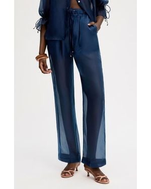 Sam Edelman Sheer Drawstring Pants - Blue