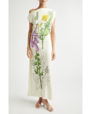 Oscar de la Renta Foxglove Sketch Off The Shoulder Jersey Dress - Multicolor