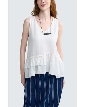 Luukaa Camellia Ruffled Muslin Top - White