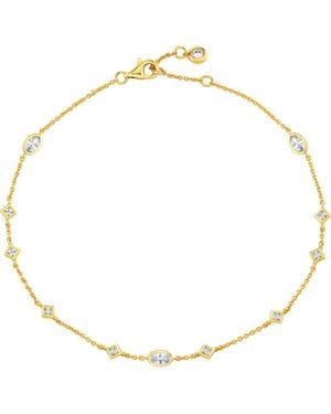 Crislu Princess & Oval Cubic Zirconia Station Chain Anklet - Metallic