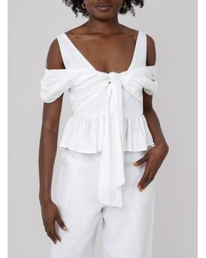 Haveli Usha Poplin Peplum Top - White