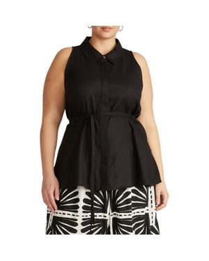 UNIVERSAL STANDARD Adelaide Linen Blend Tie Waist Top - Black