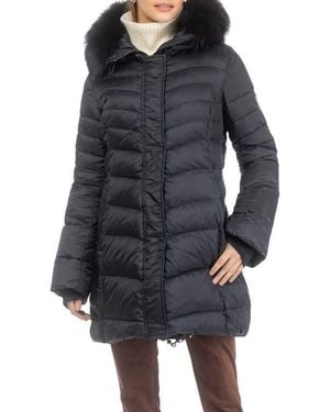 Gorski Apres-Ski Chevron Long Parka With Detachable Toscana Lamb Hood Trim - Black