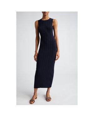 Eleventy Sleeveless Cotton Rib Midi Sweater Dress - Blue