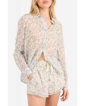 Cami NYC Rafella Floral Cotton & Silk Button-Up Shirt - Natural