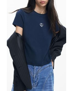 Desigual Monogram Cotton Graphic T-Shirt - Blue