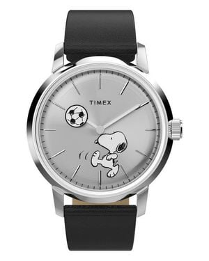 Timex Peanuts X Timex Marlin Automatic 40Mm Leather Strap Watch - Gray