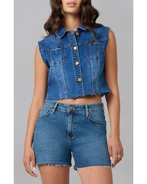 Lola Denim Gabbie Cropped Denim Vest - Blue