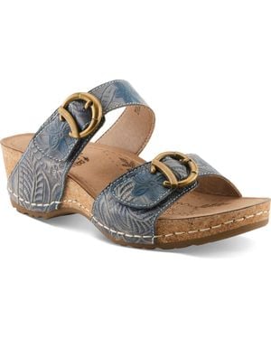 Spring Step The Brassring Platform Wedge Sandal - Blue