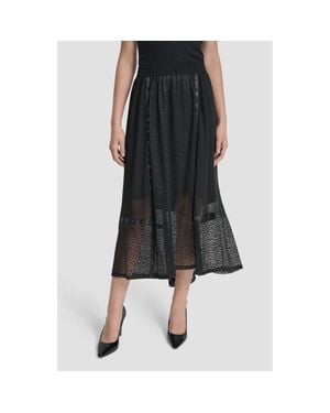 DKNY Leopard Spot Mesh A-Line Skirt - Black