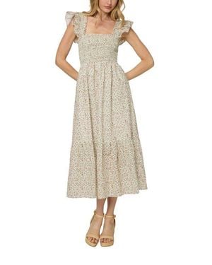 The Standard Stitch The Flounce Smocked Midi Dress - Natural