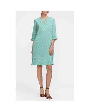 Foxcroft Vena Geo Lattice Print Cotton Shift Dress - Blue