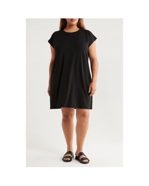 Eileen Fisher Boxy Crewneck Jersey Dress - Black
