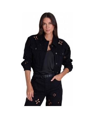 The Noli Shop Kaia Pearl Jean Jacket - Blue
