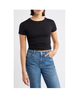Mavi Crop Stretch Cotton T-Shirt - Black