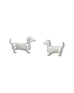 Betsey Johnson Skeleton Dachshund Stud Earrings - White