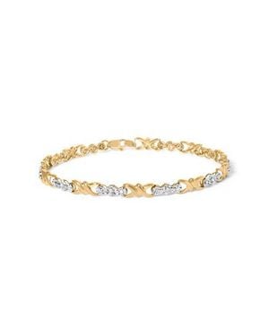 Haus of Brilliance 10K 1/3 Cttw Diamond 3 Stone And X-Link Bracelet - Black