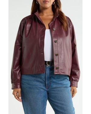 Treasure & Bond Leather Swing Jacket - Red