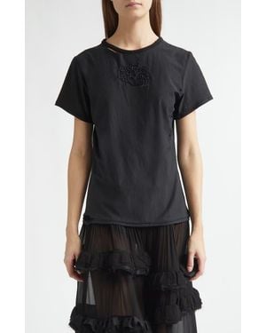 Meruert Tolegen Beaded Merrow Stitch Jersey T-Shirt - Black