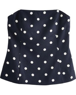 Next Textured Spot Strapless Top - Blue