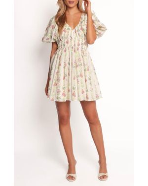 Petal & Pup Zadie Floral Puff Sleeve Minidress - Natural