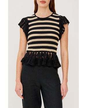 Rails Coen Ruffle Sleeve Peplum Sweater - Black